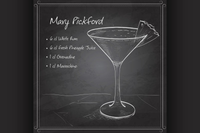 Cocktail Mary Pickford on black board