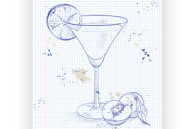 Paradise alcoholic cocktail on a notebook page