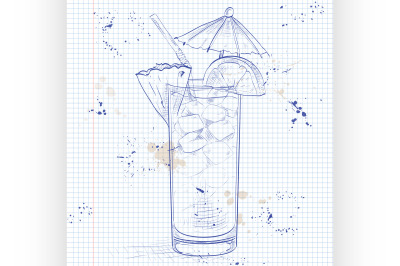 Planter Punch cocktail on a notebook page