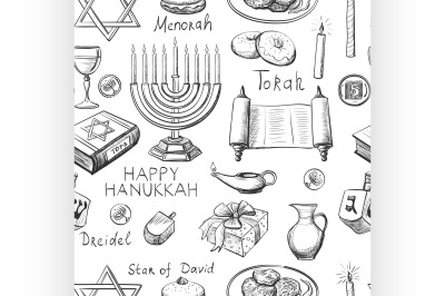 seamless pattern with Hanukkah symbols