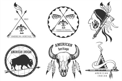 Set of american indian emblems