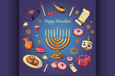 Happy Hanukkah holiday greeting background