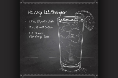 Cocktail Harvey Wallbanger on black board