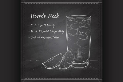 Cocktail Horse Neck on black board