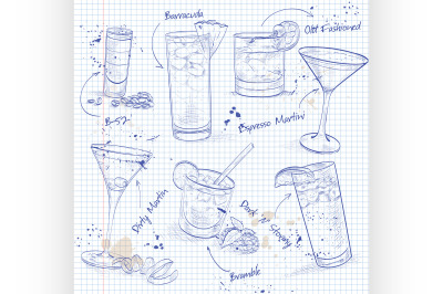 The Unforgettables Cocktail Set on a notebook page