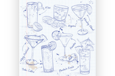 The Unforgettables Cocktail Set on a notebook page