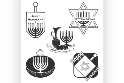 Vector collection of labels and elements for Hanukkah