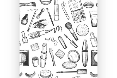 Glamorous make-up seamless pattern