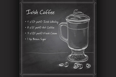 Irish cream coffee on black board