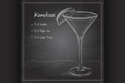 Kamikaze alcohol cocktail on black board