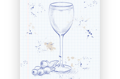 Kir alcohol cocktail on a notebook page