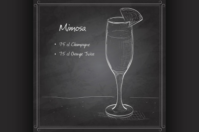 Cocktail alcohol Mimosa on black board