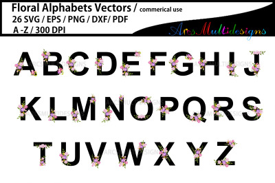 Floral Alphabet svg letters