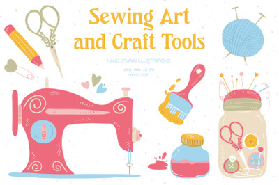 Sewing, Art and Craft Tools Illustrations
