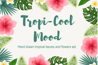 Tropical leaves and flowers clipart