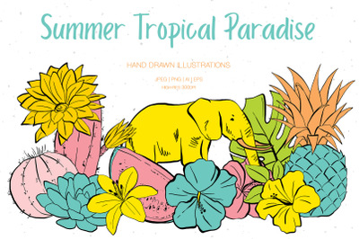 Summer Tropical Paradise Illustrations