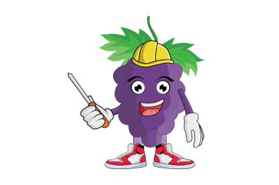 Grape Construction Worker Fruit Cartoon Character