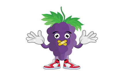 Grape Shrugging Fruit Cartoon Character