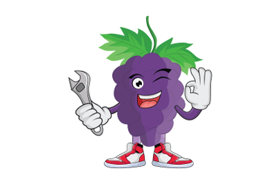 Grape Mechanic Fruit Cartoon Character