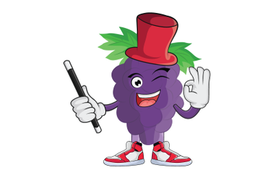 Grape Magician Fruit Cartoon Character