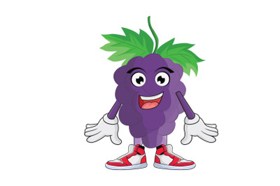 Grape Smiling Fruit Cartoon Character