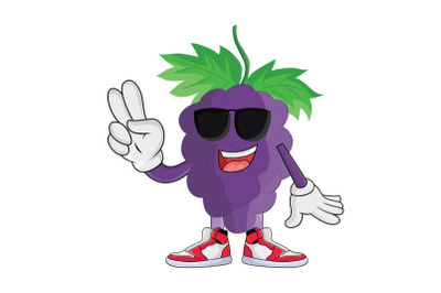 Grape With Sunglasses Fruit Cartoon Character