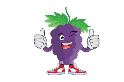 Grape Thumbs Up Fruit Cartoon Character