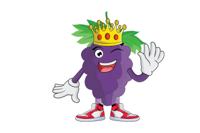 Grape With Crown Fruit Cartoon Character