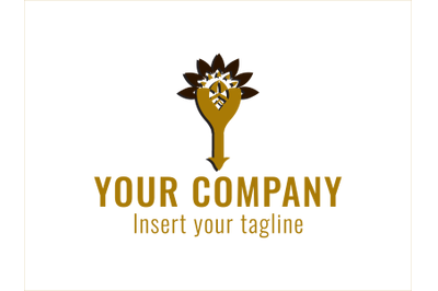 Logo Gold Mascot with Spring Leaves