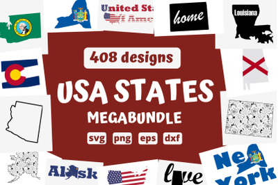 408 USA STATES&nbsp;MEGABUNDLE&nbsp;svg bundle, map cricut svg