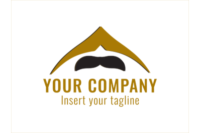 Logo Gold Black Mustache Style