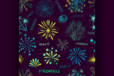 Holiday fireworks seamless pattern