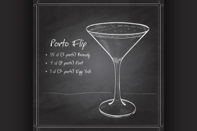 Porto Flip Cocktail on black board