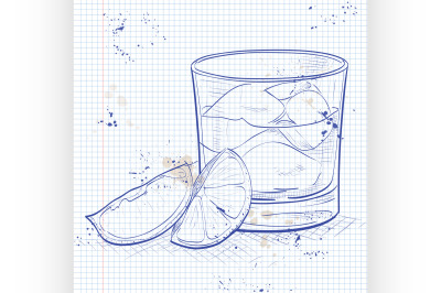 Rusty Nail Cocktail on a notebook page