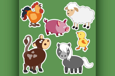 Vector Set of isolated Farm Animals