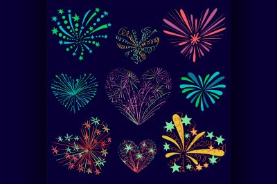 Festive patterned firework in the shape of a heart.