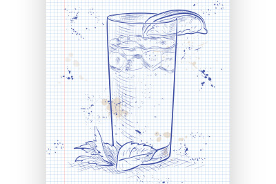 Cocktail Moscow Mule on a notebook page