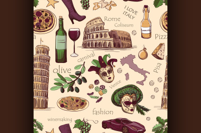 Seamless pattern of Italy