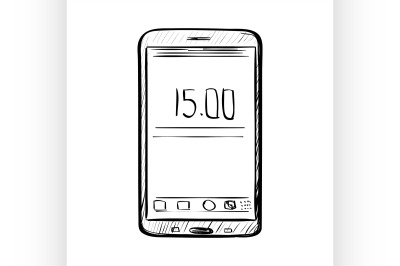 Hand drawn sketch of doodle phone