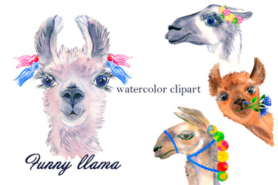 Watercolor Lama Clipart