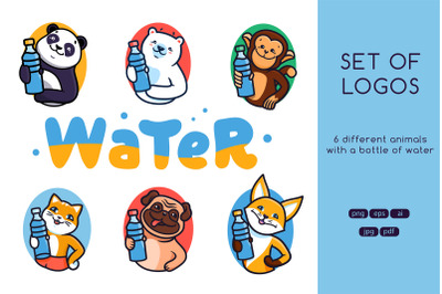 Set of cute logos water