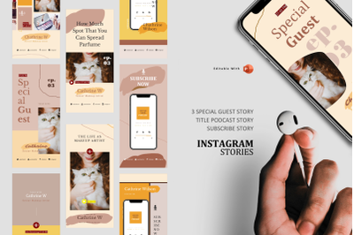 Podcast Instagram Stories and Post Template - makeup artist podcaster