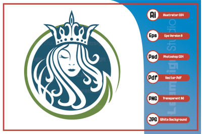 Queen character logo vector