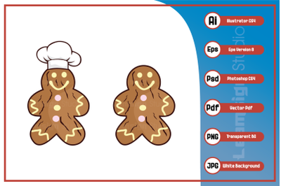 Mascot cartoon character chef gingerbread design vector