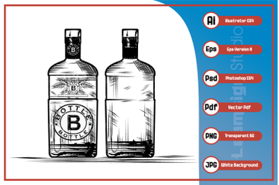 Vector Illustration realistic bottle sketch design