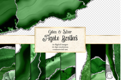 Green and Silver Agate Borders