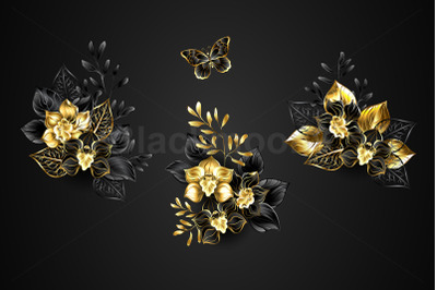 Set of Black Orchids