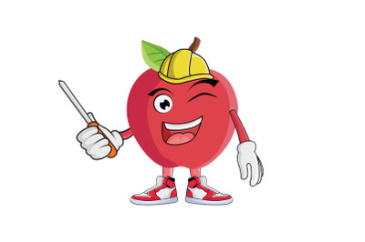 Apple Construction Worker Fruit Cartoon Character