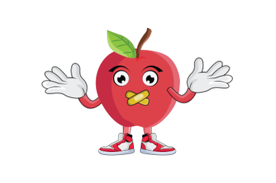 Apple Shrugging Fruit Cartoon Character