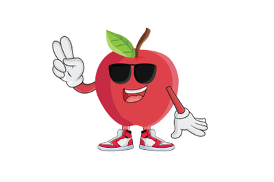 Apple Cool Sunglasses Fruit Cartoon Character